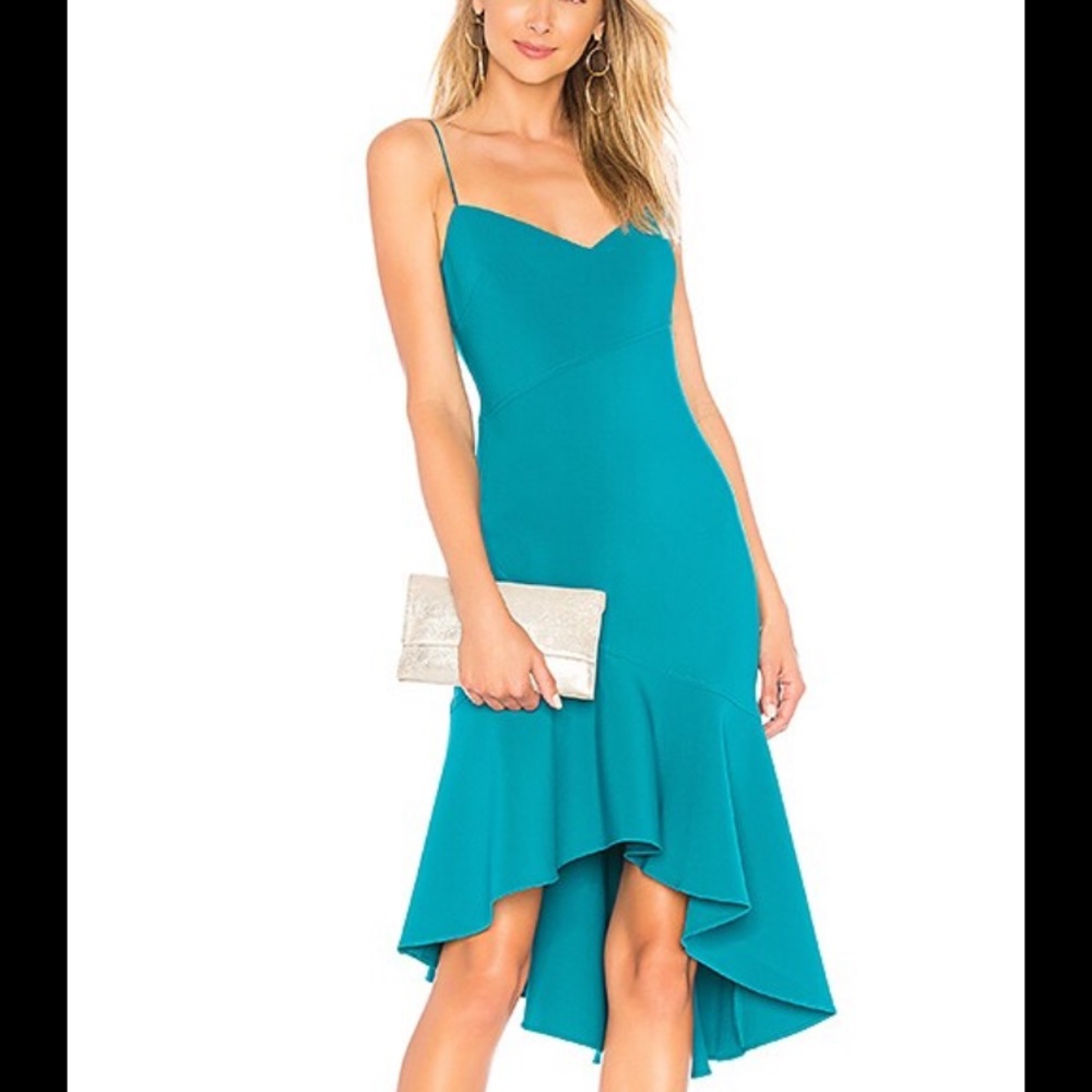 Likely Ophelia Size 6 Harbor Blue Midi Ruffle Dress